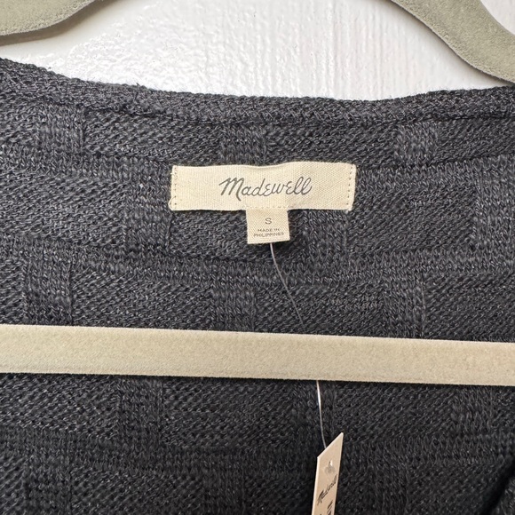 Madewell NWT Button Down Basketweave Knot Vest Sweater - S - Black - Picture 4 of 6